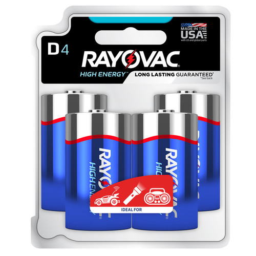 Rayovac - 813-4TK - High Energy D Alkaline Batteries 4 pk Carded