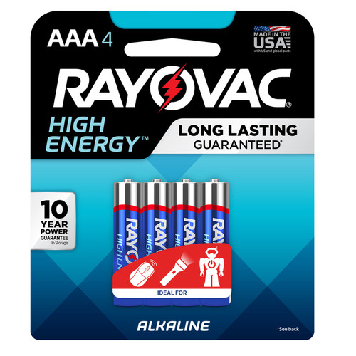 Rayovac - 824-4K - High Energy AAA Alkaline Batteries 4 pk Carded
