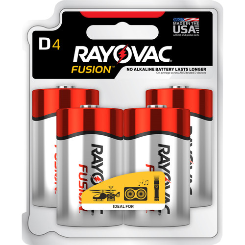 Rayovac - 813-4TFUSK - Fusion D Alkaline Batteries 4 pk Carded