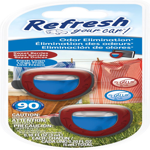Refresh Your Car! - RMD277-6AME - Sweet Berry/Fresh Linen Scent Mini Car Diffuser 0.1 oz Liquid