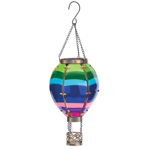 Regal Art & Gift - 12769 - Multicolored Glass/Metal 15 in. H Balloon Stripe Lantern