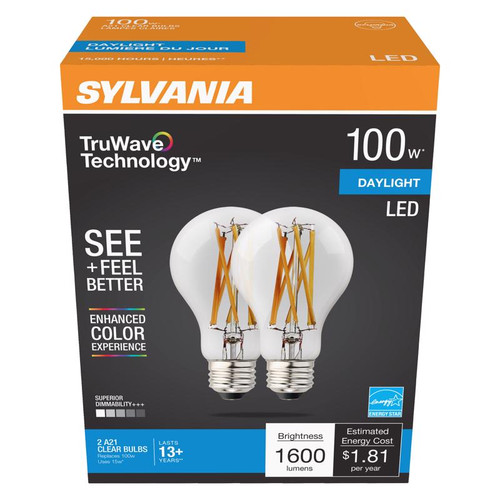 Sylvania - 49828 - Natural A21 E26 (Medium) LED Bulb Daylight 100 W 2 pk