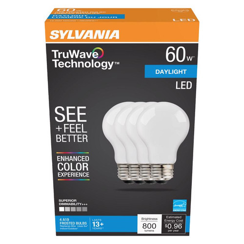 Sylvania - 40672 - Natural A19 E26 (Medium) LED Bulb Daylight 60 W 4 pk