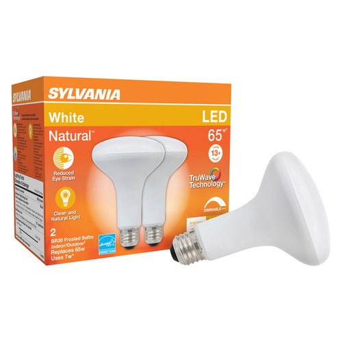 Sylvania - 40831 - Natural BR30 E26 (Medium) LED Floodlight Bulb Cool White 65 W 2 pk