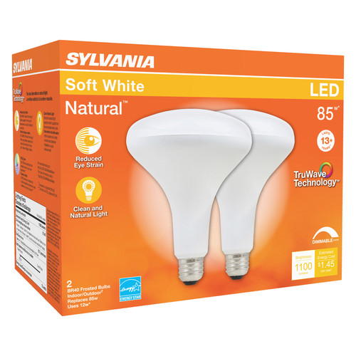 Sylvania - 40785 - Natural BR40 E26 (Medium) LED Floodlight Bulb Soft White 85 W 2 pk