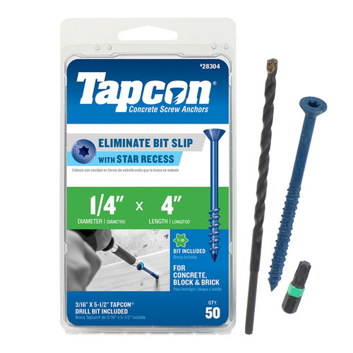 Tapcon - 28304 - 4 in. L Star Flat Head Concrete Screws 50 pk
