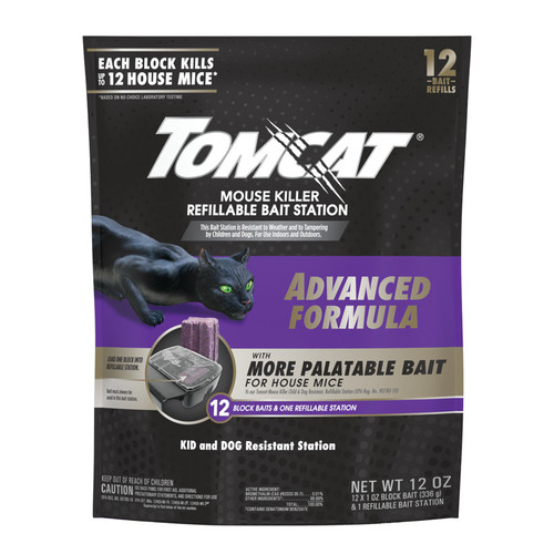 Tomcat - 0372905 - Mouse Killer Refillable Bait Station Blocks For Mice 12 oz 12 pk