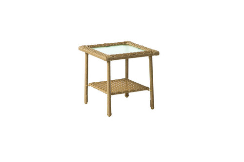 Living Accents - PETS2021 - Palmaro Tan Square Glass/Steel Side Table
