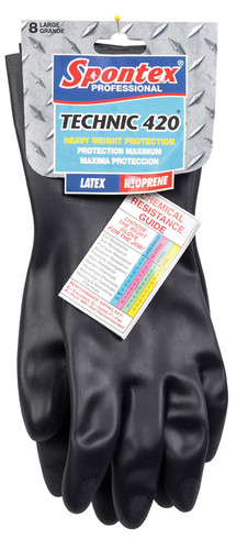 Spontex - 33546 - Technic 420 Latex/Neoprene Gloves L Black 1 pk