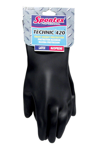Spontex - 33545 - Technic 420 Latex/Neoprene Gloves M Black 1 pk
