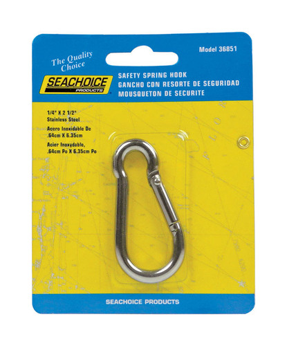 Seachoice - 36851 - Stainless Steel 2-1/2 in. L X 1/4 in. W Safety Spring Hook 1 pk