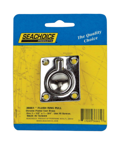 Seachoice - 36661 - Chrome-Plated Brass 1-3/4 in. L X 1-1/2 in. W Flush Ring Pull 1 pk