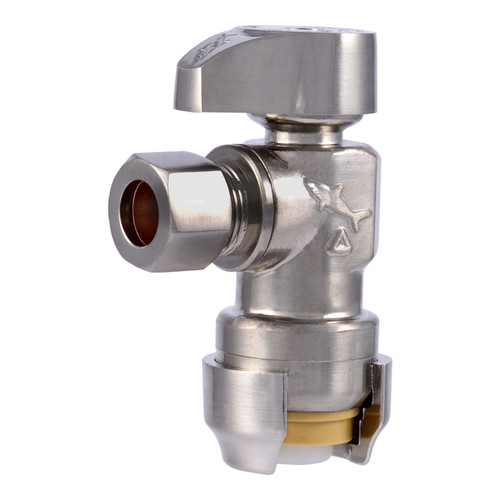 SharkBite - 23036LFBN - 1/2 in. PTC T X 3/8 in. S Compression Brass Angle Stop Valve