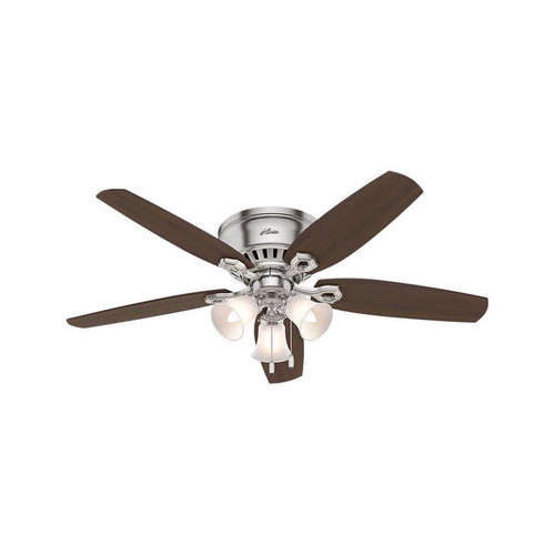 Hunter - 53328 - Builder 52 in. Brushed Nickel Brown Incandescent Indoor Ceiling Fan