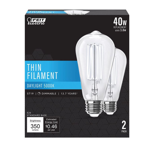 Feit Electric - ST1940950CATFL2 - ST19 E26 (Medium) Filament LED Bulb Daylight 40 Watt Equivalence 1 pk