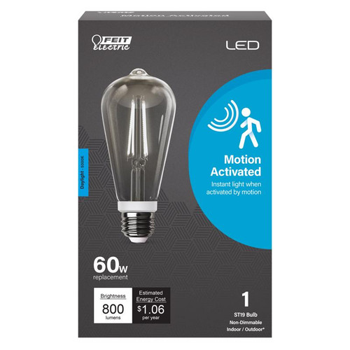 Feit Electric - ST19C950CAMFILD - ST19 E26 (Medium) LED Motion Activated Bulb Daylight 60 Watt Equivalence 1 pk