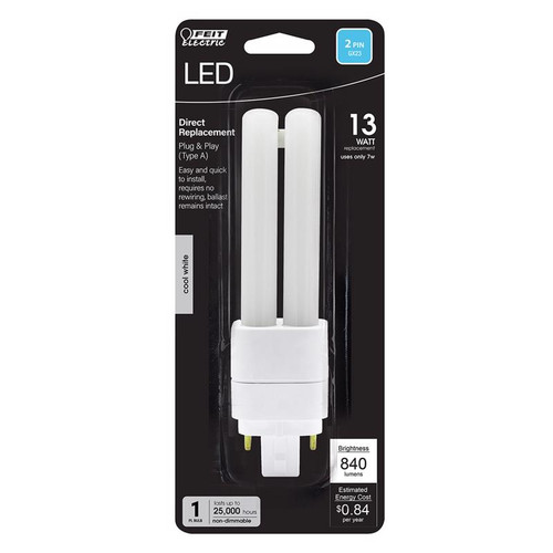 Feit Electric - BPPL13841LEDG2 - PL13 GX23 LED Bulb Cool White 13 Watt Equivalence 1 pk