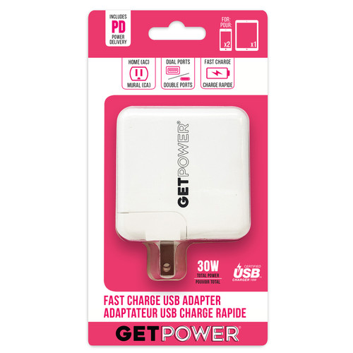 GetPower - GP-AC2USB-PD - Dual USB AC Adapter