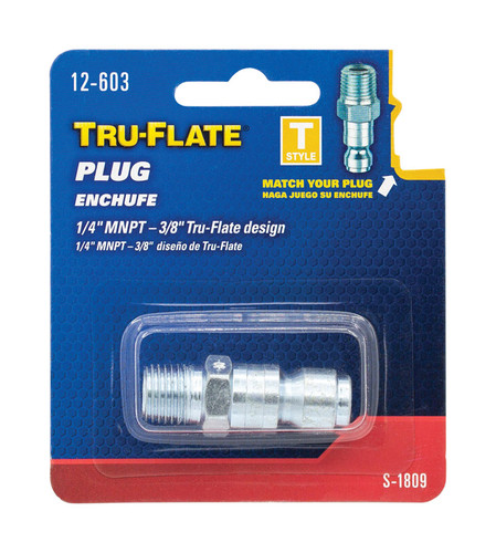 Tru-Flate - TRFL12603 - Steel Air Plug 1/4 in. Male 1 pc