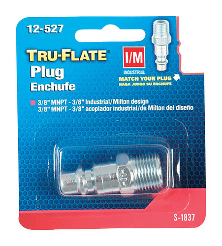 Tru-Flate - TRFL12527 - Steel Air Plug 3/8 in. Male 1 pc