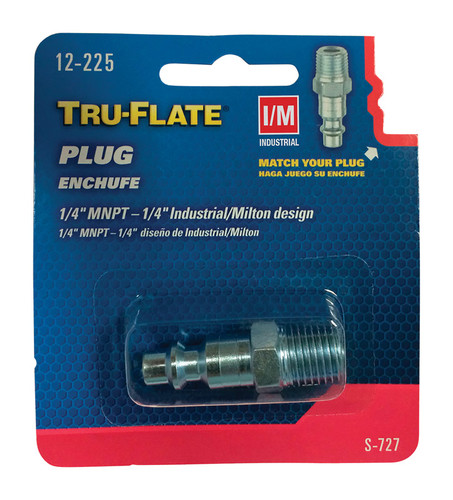 Tru-Flate - TRFL12225 - Steel Air Plug 1/4 in. Male 1 pc
