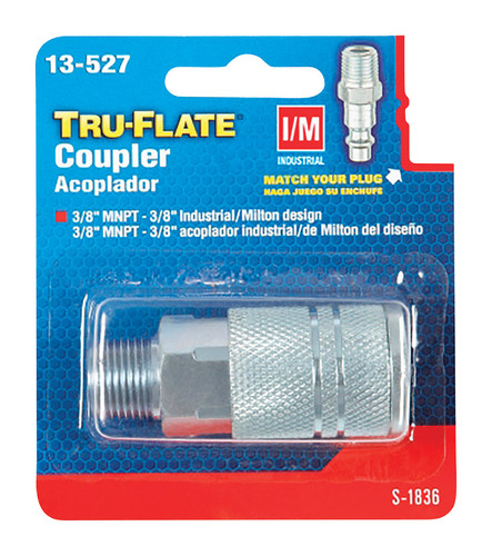 Tru-Flate - TRFL13527 - Steel Quick Change Coupler 3/8 in. Male 1 pc