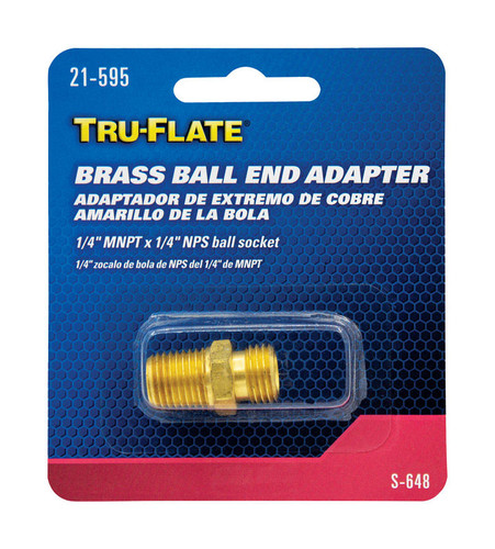 Tru-Flate - TRFL21595 - Brass Ball-End Adapter 1/4 in. Male 1 pc