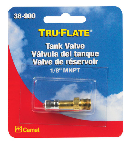 Tru-Flate - TRFL38900 - Brass Tank Valve 1/8 in. Male 1 pc