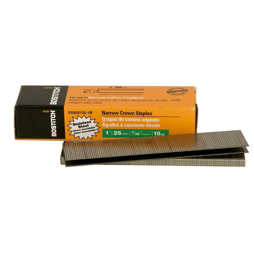 Stanley - SX50351SS-1M - Bostitch 7/32 in. W X 1 in. L Stainless Steel Finish Staples 18 Ga. 1000 pk