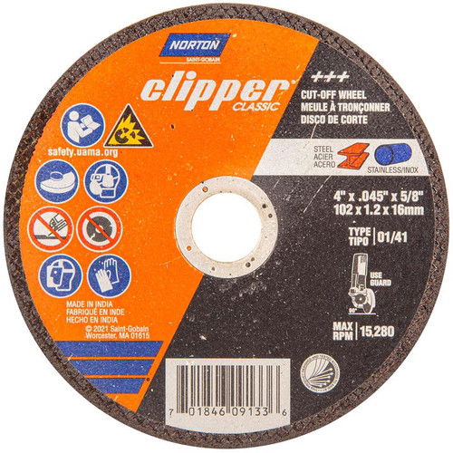 Norton - 70184609133 - Clipper 4 in. D X 5/8 in. Aluminum Oxide Classic Cut-Off Wheel 1 pk