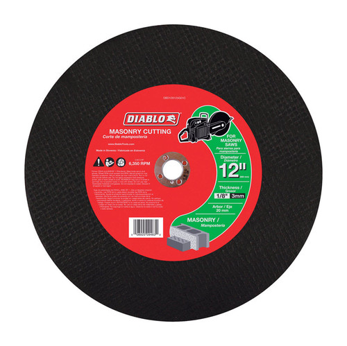 Diablo - DBD120125G01C - 12 in. D X 20 mm Silicon Carbide Masonry Cut-Off Disc 1 pc