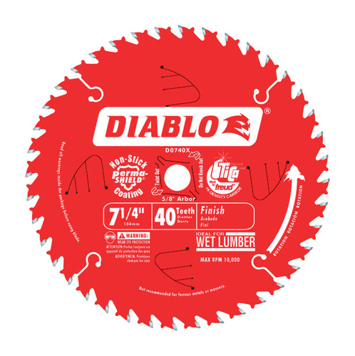 Diablo - D0740A - 7-1/4 in. D X 5/8 in. Carbide Finishing Saw Blade 40 teeth 1 pc