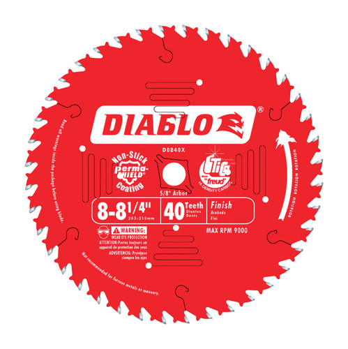 Diablo - D0840X - 8-1/4 in. D X 5/8 in. Carbide Finishing Saw Blade 40 teeth 1 pc