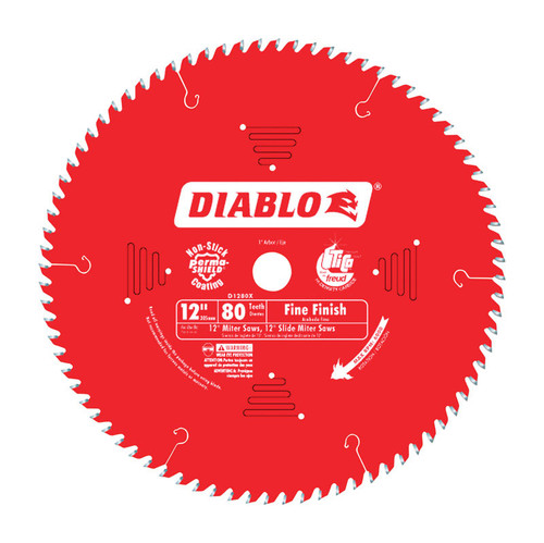 Diablo - D1280X - 12 in. D X 1 in. Carbide Finishing Saw Blade 80 teeth 1 pk