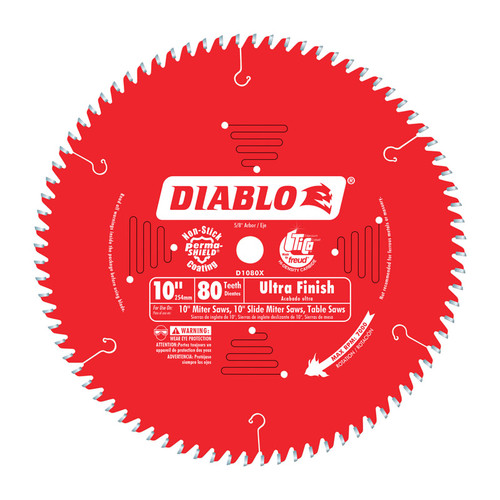 Diablo - D1080X - 10 in. D X 5/8 in. Carbide Circular Saw Blade 80 teeth 1 pk