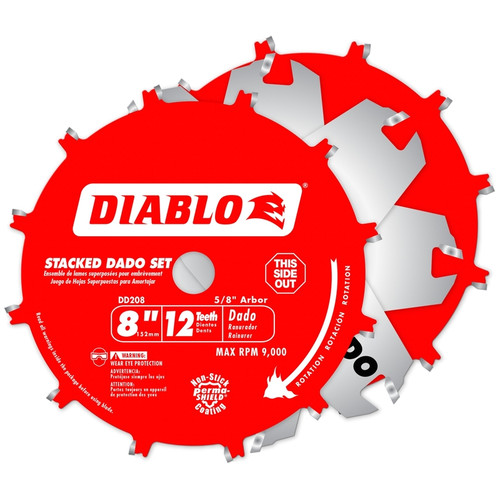 Diablo - DD208H - 8 in. D X 5/8 in. TiCo Hi-Density Carbide Stacked Dado Saw Blade Set 12 teeth 1 pk