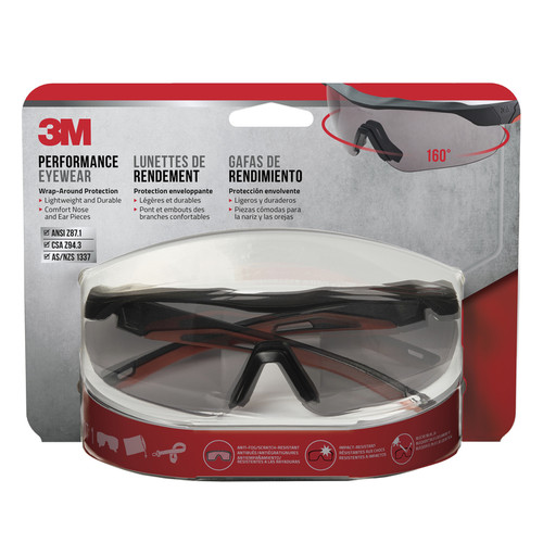 3M - 47091H1-DC - Anti-Fog Safety Glasses Gray Lens Black/Red Frame 1 pc