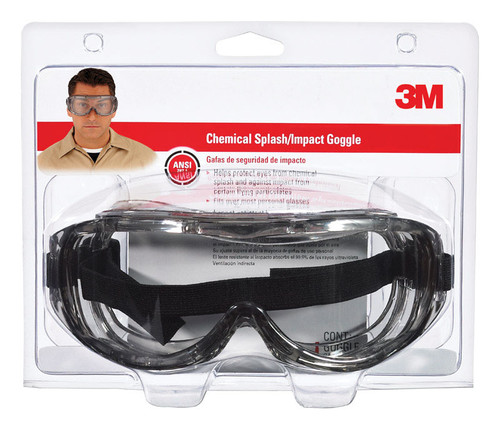 3M - 91264-80025T - Chemical Splash Goggles Clear Lens Black Frame 1 pc