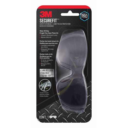 3M - SF400G-WV-6-PS - SecureFit Anti-Fog Safety Glasses Gray Lens Black Frame 1 pc