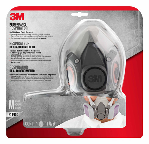 3M - 62093H1-DC - P100 Lead Paint Removal Respirator Valved Gray M 1 pk