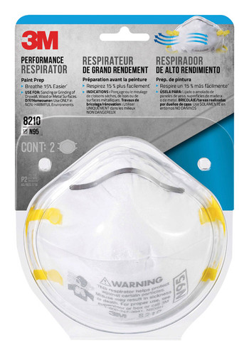 3M - 8210P2-DC - N95 Paint Prep Cup Disposable Respirator White One Size Fits All 2 pc