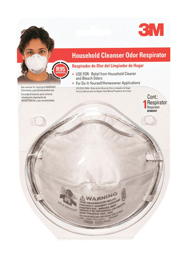 3M - 8246H1-C - R95 Household Cleaner Half Face Respirator White 1 pc