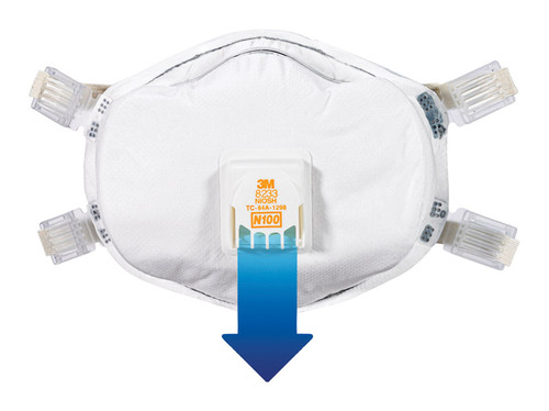 3M - 8233PA1-B-PS - N100 Lead Paint Removal Disposable Respirator Valved White 1 pc