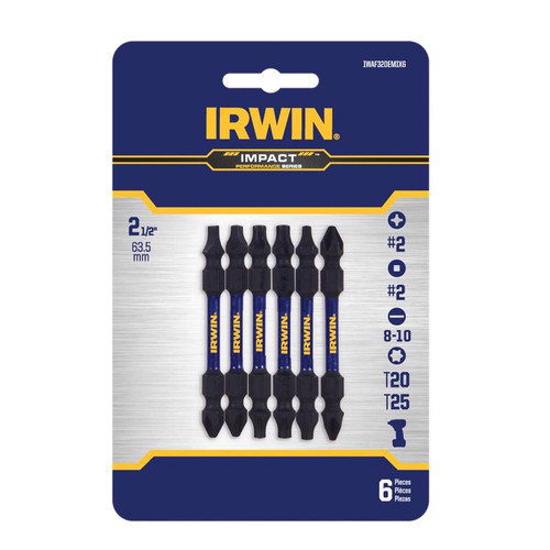 Irwin - IWAF32DEMIX6 - Impact Performance Series 2-1/2 in. L Impact Double-Ended Screwdriver Bit Set Steel 6 pk