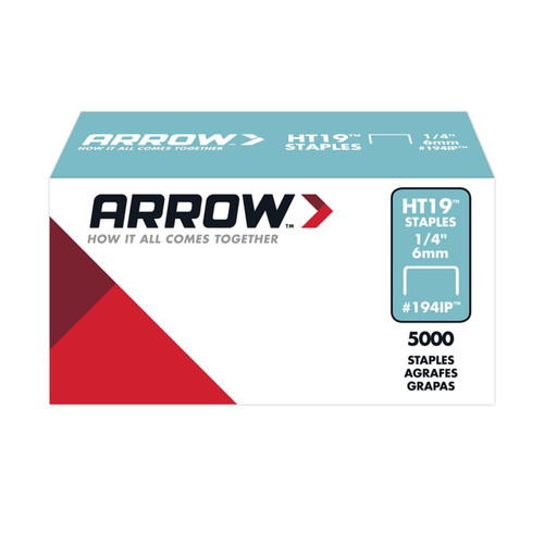 Arrow Fastener - 194IP - HT19 3/8 in. W X 1/4 in. L 18 Ga. Flat Crown Staples 5000 pk