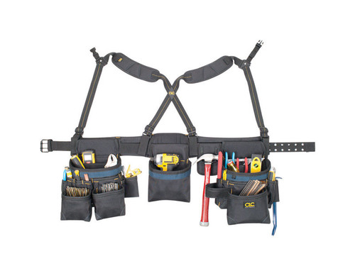 CLC - 2617 - 28 pocket Ballistic Nylon Tool Belt with Suspenders 23 in. L X 16-1/2 in. H Black 29 in. 46 in.