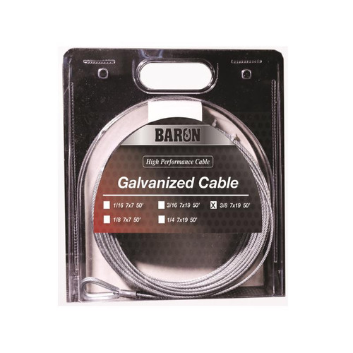 Baron - 3105 - Galvanized Galvanized Steel 3/8 in. D X 50 ft. L Aircraft Cable