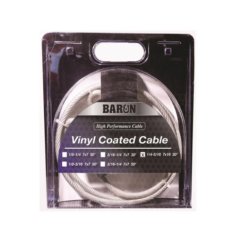 Baron - 54205 - Vinyl Coated Galvanized Steel 1/4-5/16 in. D X 30 ft. L Aircraft Cable
