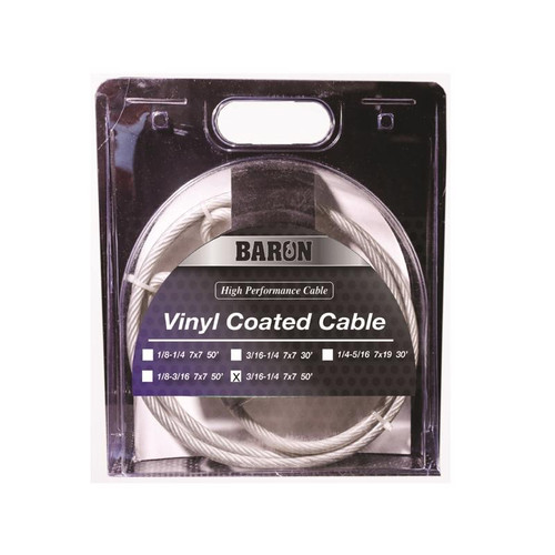 Baron - 3205 - Vinyl Coated Galvanized Steel 3/16-1/4 in. D X 50 ft. L Aircraft Cable