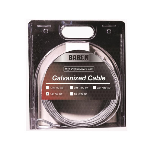 Baron - 86005 - Galvanized Galvanized Steel 1/8 in. D X 50 ft. L Aircraft Cable